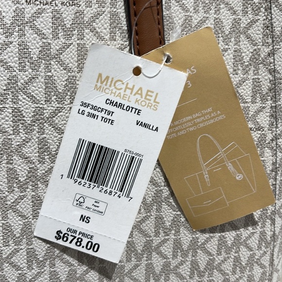 Michael Kors Charlotte Large 3-in-1 Signature Logo Tote Crossbody Shoulder Bag - Picture 8 of 16